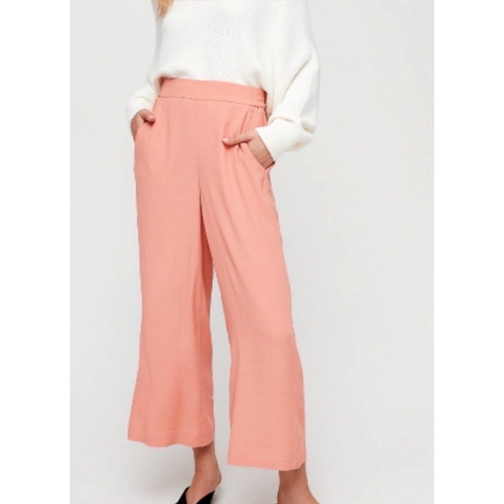 Wilfred Aritizia Womens Fawn Ankle Pants S Coral Wide Leg Belted Cropped Flowy